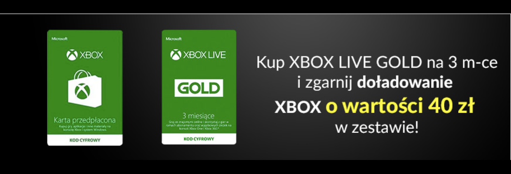 Doładowanie Xbox Live 40 zł GRATIS przy zakupie Xbox Live Gold 3 miesiące!